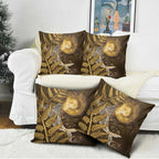 New Zealand Matariki Pillow Cover Maori Koru With Humpback Whale Gold