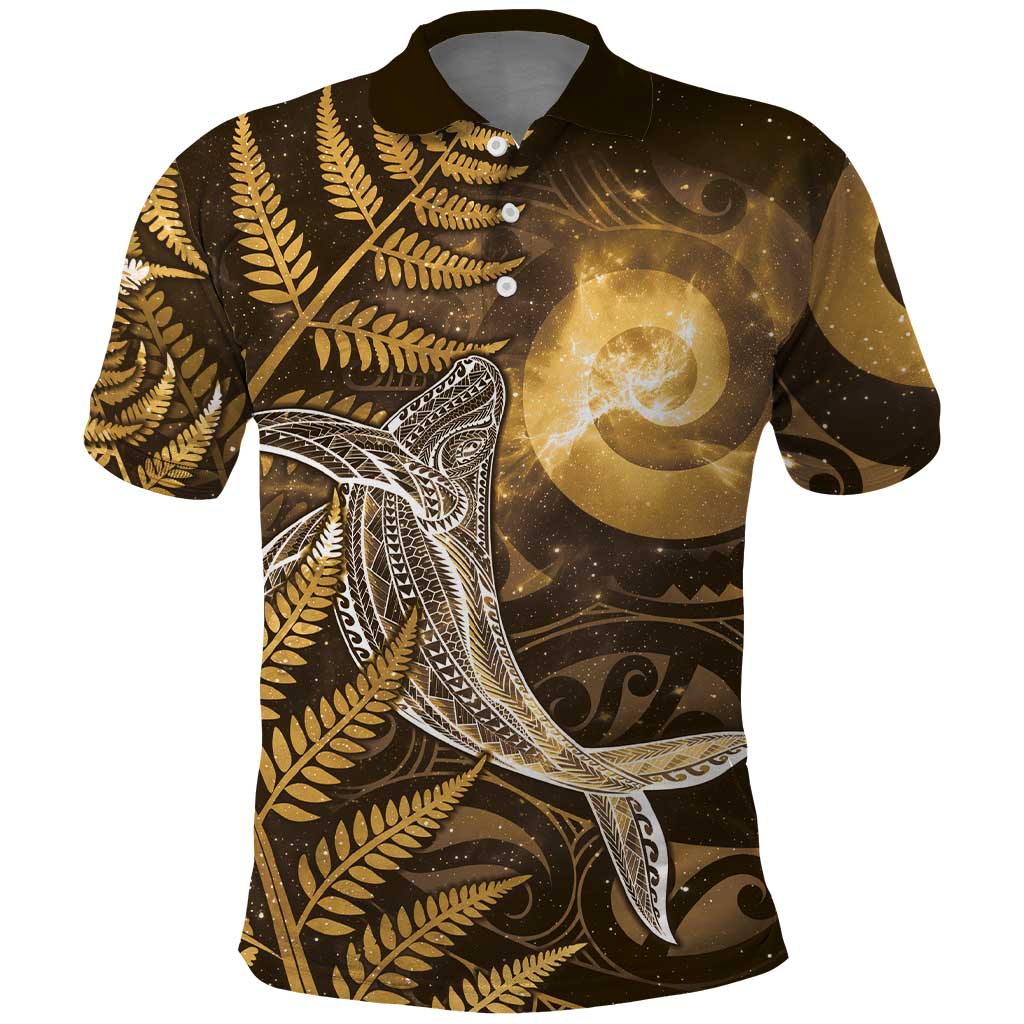 New Zealand Matariki Polo Shirt Maori Koru With Humpback Whale Gold