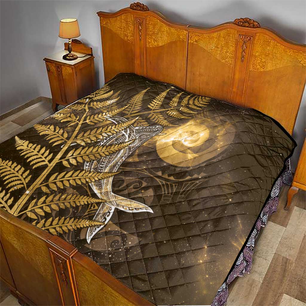 New Zealand Matariki Quilt Maori Koru With Humpback Whale Gold