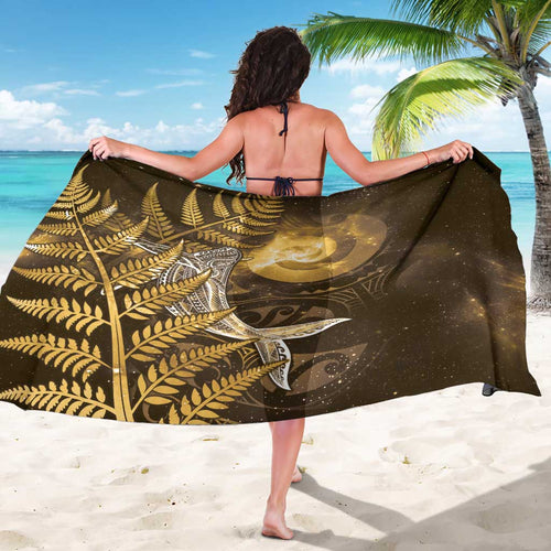 New Zealand Matariki Sarong Maori Koru With Humpback Whale Gold