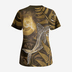 New Zealand Matariki Scrub Top Maori Koru With Humpback Whale Gold
