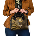 New Zealand Matariki Shoulder Handbag Maori Koru With Humpback Whale Gold