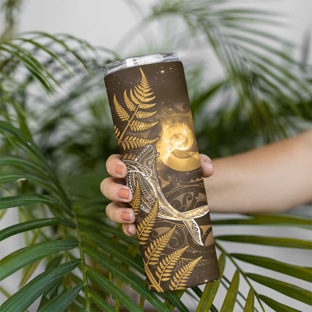 New Zealand Matariki Skinny Tumbler Maori Koru With Humpback Whale Gold