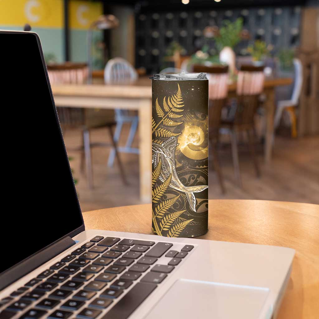 New Zealand Matariki Skinny Tumbler Maori Koru With Humpback Whale Gold