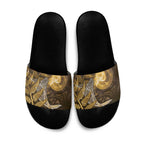 New Zealand Matariki Slide Sandals Maori Koru With Humpback Whale Gold