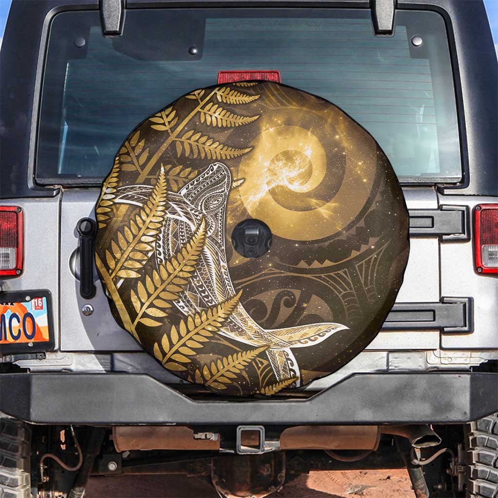 New Zealand Matariki Spare Tire Cover Maori Koru With Humpback Whale Gold