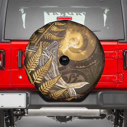 New Zealand Matariki Spare Tire Cover Maori Koru With Humpback Whale Gold