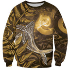 New Zealand Matariki Sweatshirt Maori Koru With Humpback Whale Gold