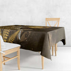New Zealand Matariki Tablecloth Maori Koru With Humpback Whale Gold