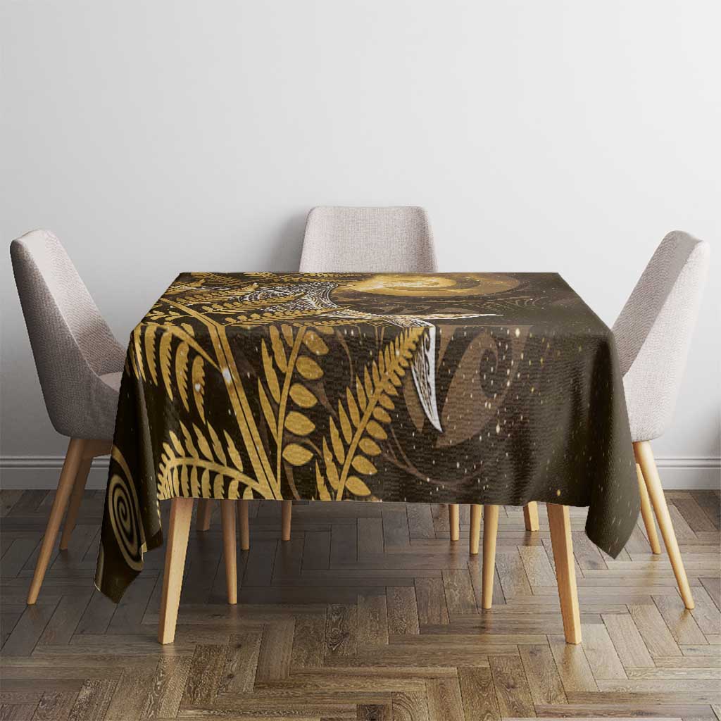New Zealand Matariki Tablecloth Maori Koru With Humpback Whale Gold