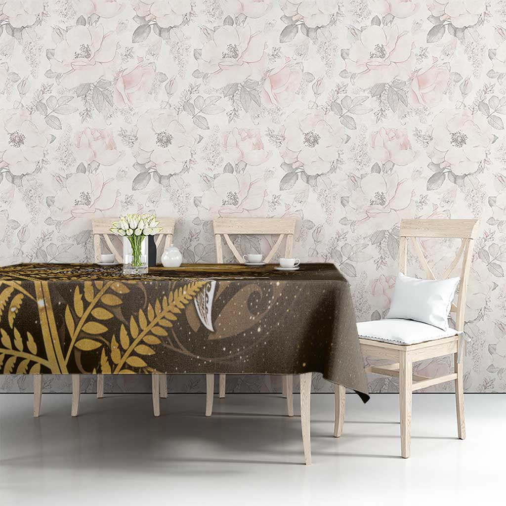 New Zealand Matariki Tablecloth Maori Koru With Humpback Whale Gold