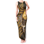 New Zealand Matariki Tank Maxi Dress Maori Koru With Humpback Whale Gold