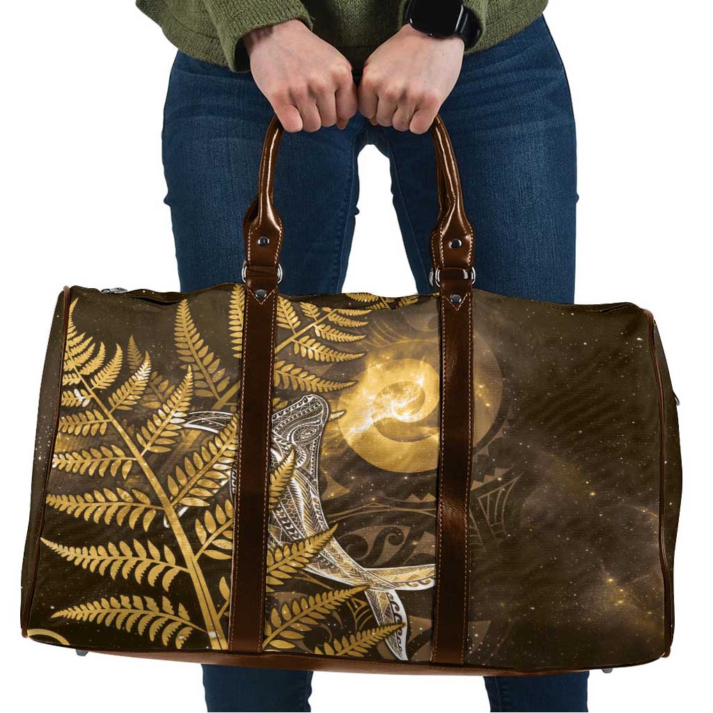 New Zealand Matariki Travel Bag Maori Koru With Humpback Whale Gold