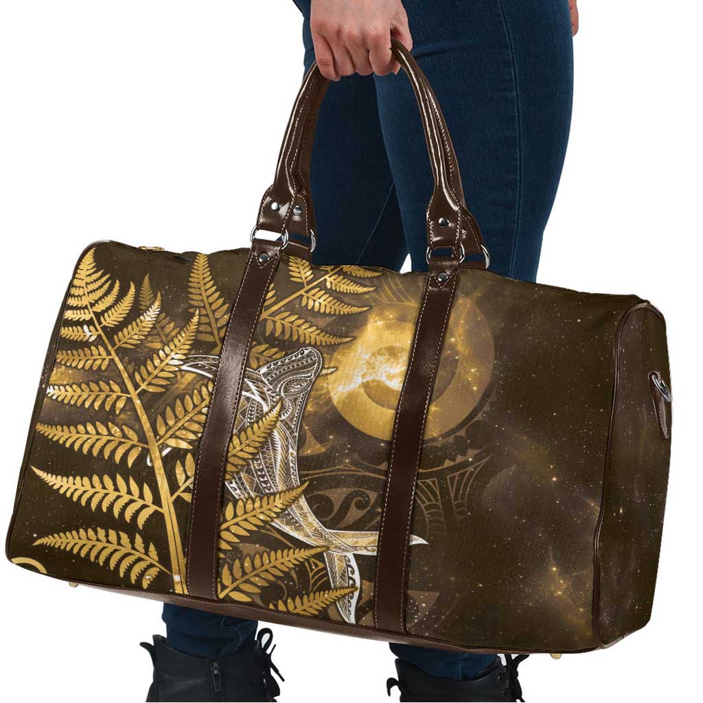 New Zealand Matariki Travel Bag Maori Koru With Humpback Whale Gold