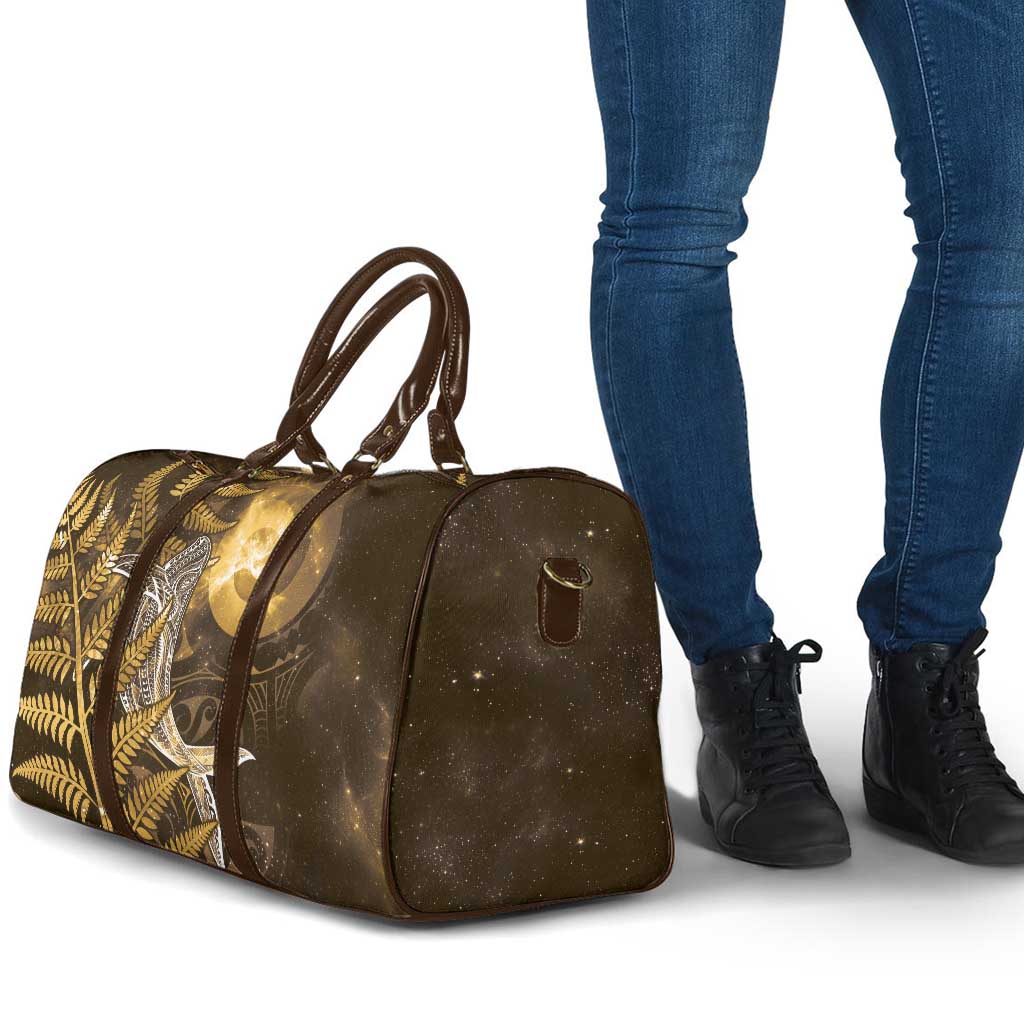 New Zealand Matariki Travel Bag Maori Koru With Humpback Whale Gold