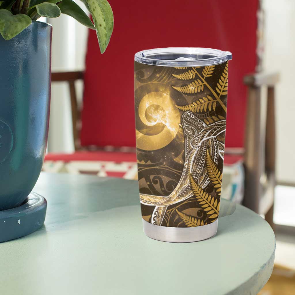 New Zealand Matariki Tumbler Cup Maori Koru With Humpback Whale Gold