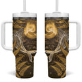 New Zealand Matariki Tumbler With Handle Maori Koru With Humpback Whale Gold