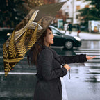 New Zealand Matariki Umbrella Maori Koru With Humpback Whale Gold