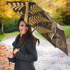 New Zealand Matariki Umbrella Maori Koru With Humpback Whale Gold