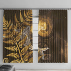 New Zealand Matariki Window Curtain Maori Koru With Humpback Whale Gold