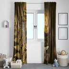New Zealand Matariki Window Curtain Maori Koru With Humpback Whale Gold