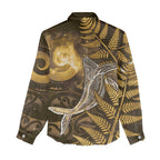 New Zealand Matariki Women Casual Shirt Maori Koru With Humpback Whale Gold