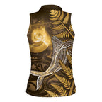 New Zealand Matariki Women Sleeveless Polo Shirt Maori Koru With Humpback Whale Gold