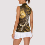 New Zealand Matariki Women Sleeveless Polo Shirt Maori Koru With Humpback Whale Gold