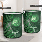 New Zealand Matariki Laundry Basket Maori Koru With Humpback Whale Green