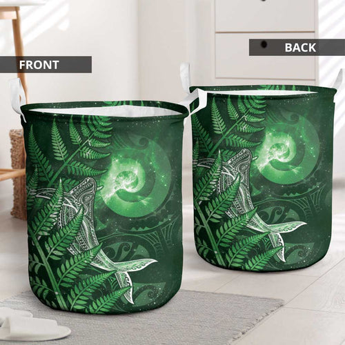 New Zealand Matariki Laundry Basket Maori Koru With Humpback Whale Green
