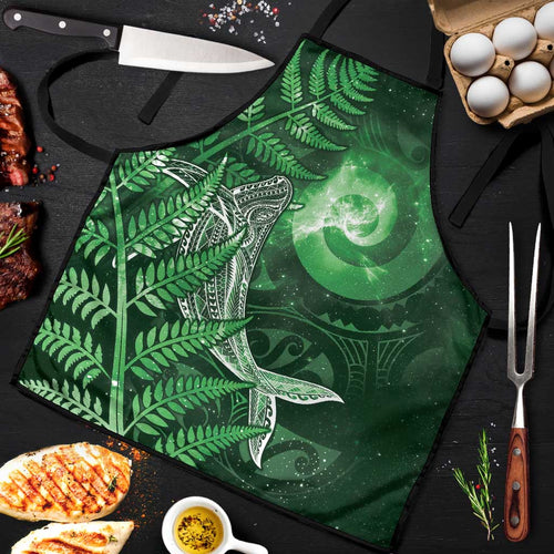 New Zealand Matariki Apron Maori Koru With Humpback Whale Green