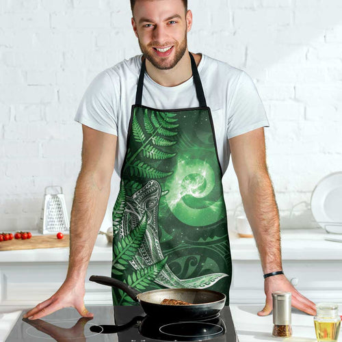 New Zealand Matariki Apron Maori Koru With Humpback Whale Green