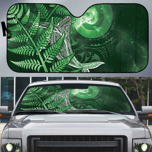 New Zealand Matariki Auto Sun Shade Maori Koru With Humpback Whale Green