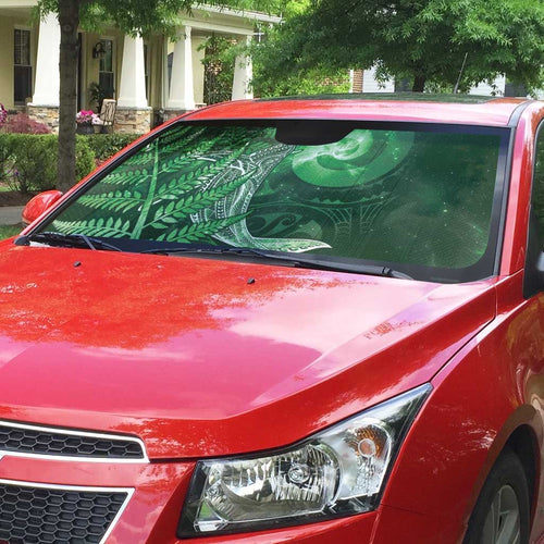 New Zealand Matariki Auto Sun Shade Maori Koru With Humpback Whale Green