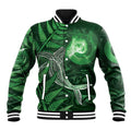 New Zealand Matariki Baseball Jacket Maori Koru With Humpback Whale Green