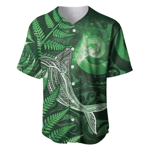New Zealand Matariki Baseball Jersey Maori Koru With Humpback Whale Green