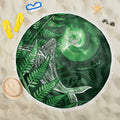 New Zealand Matariki Beach Blanket Maori Koru With Humpback Whale Green