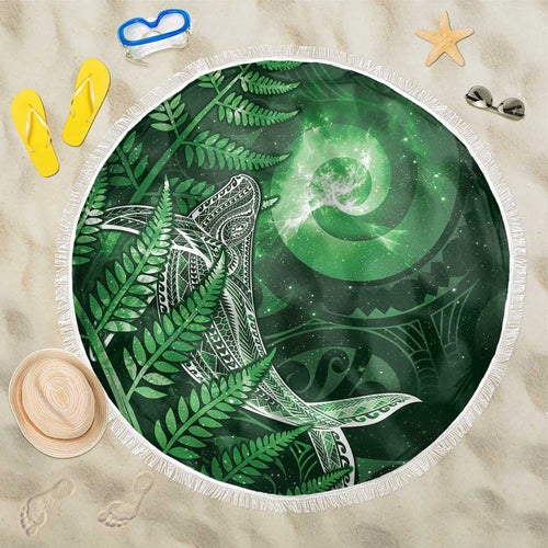 New Zealand Matariki Beach Blanket Maori Koru With Humpback Whale Green