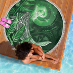 New Zealand Matariki Beach Blanket Maori Koru With Humpback Whale Green