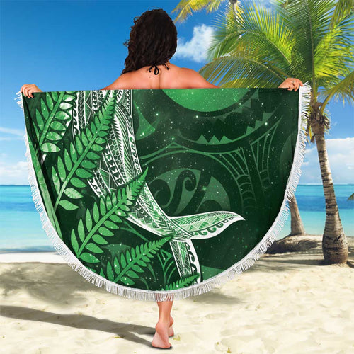New Zealand Matariki Beach Blanket Maori Koru With Humpback Whale Green