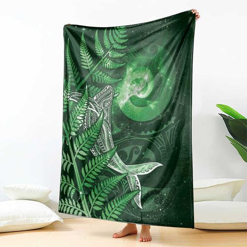 New Zealand Matariki Blanket Maori Koru With Humpback Whale Green