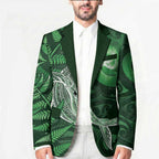 New Zealand Matariki Blazer Maori Koru With Humpback Whale Green