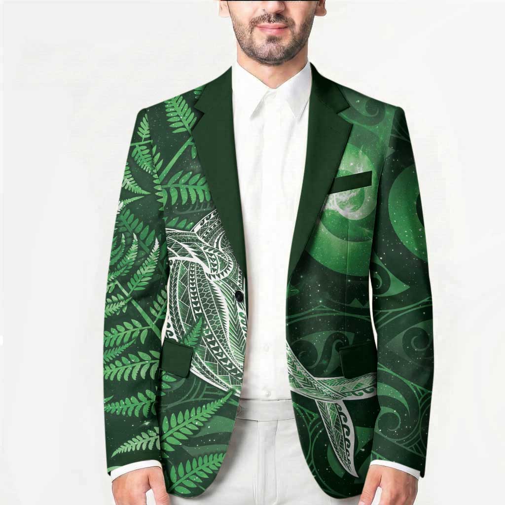 New Zealand Matariki Blazer Maori Koru With Humpback Whale Green
