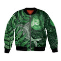 New Zealand Matariki Bomber Jacket Maori Koru With Humpback Whale Green