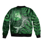 New Zealand Matariki Bomber Jacket Maori Koru With Humpback Whale Green