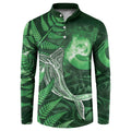 New Zealand Matariki Button Sweatshirt Maori Koru With Humpback Whale Green