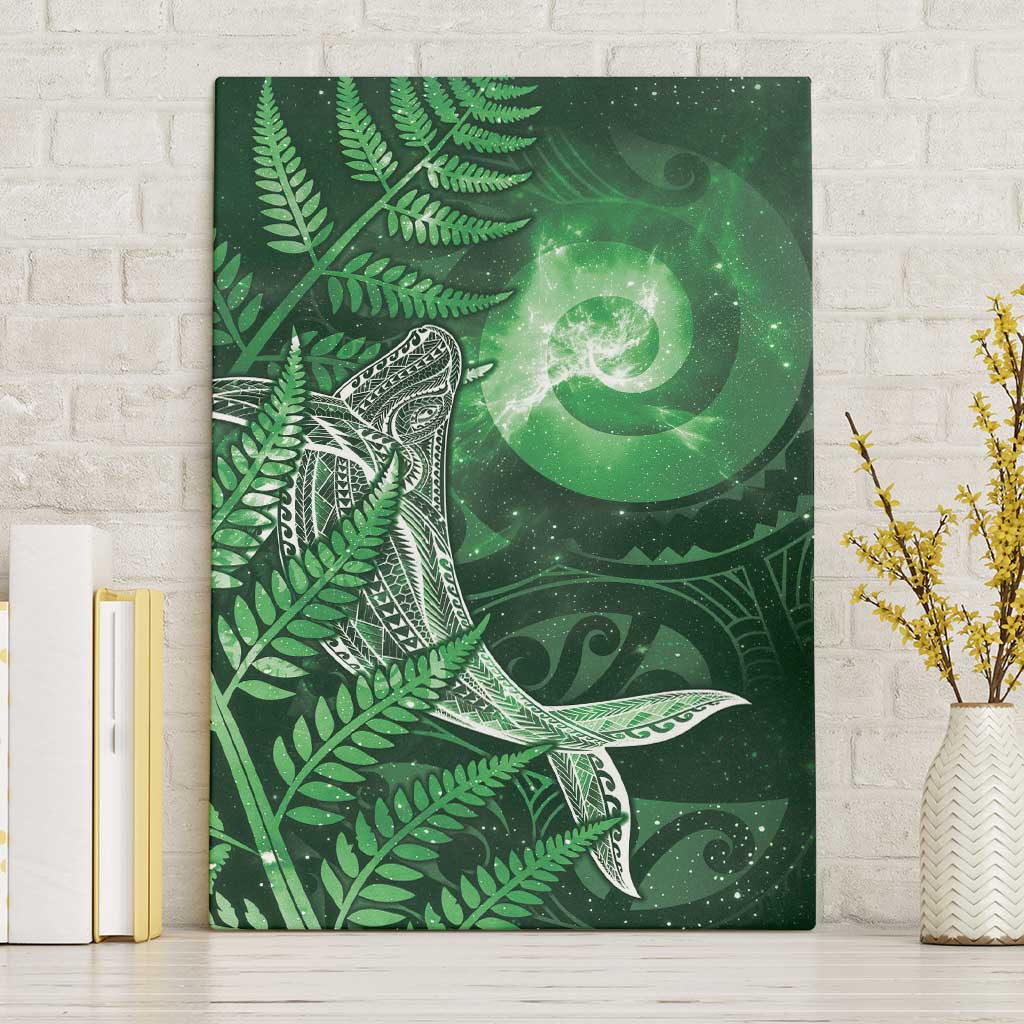 New Zealand Matariki Canvas Wall Art Maori Koru With Humpback Whale Green
