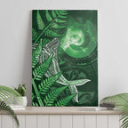 New Zealand Matariki Canvas Wall Art Maori Koru With Humpback Whale Green