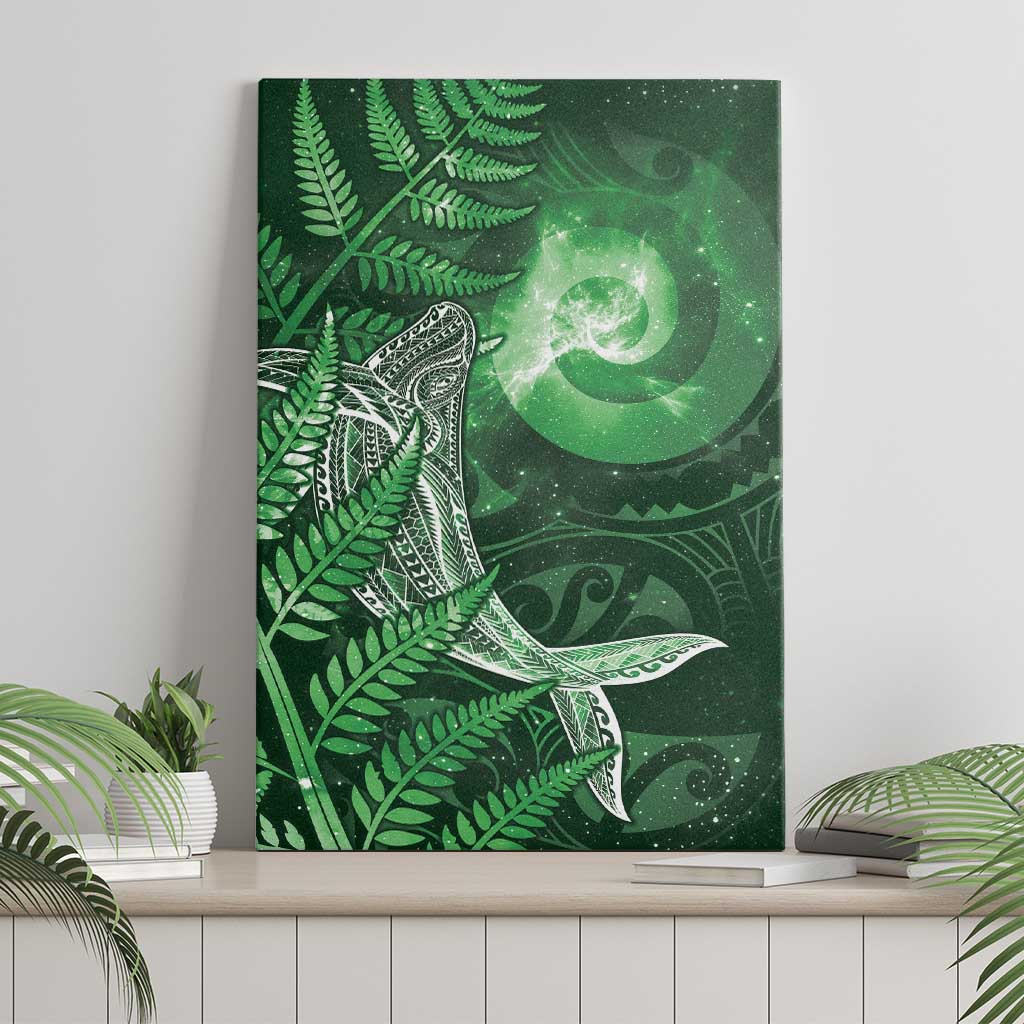 New Zealand Matariki Canvas Wall Art Maori Koru With Humpback Whale Green