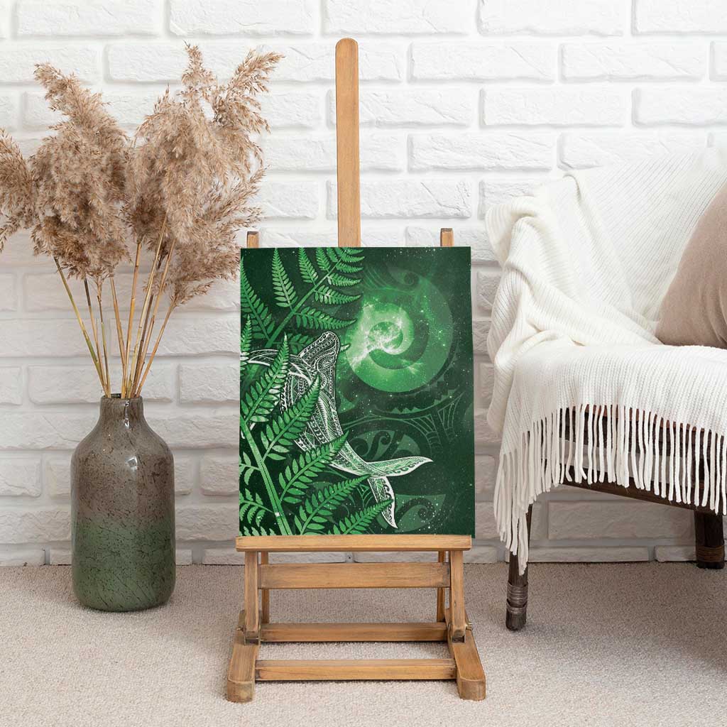 New Zealand Matariki Canvas Wall Art Maori Koru With Humpback Whale Green